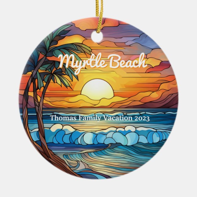 Adorno De Cerámica Personalizado Myrtle Beach Faux StainGlass (Frente)