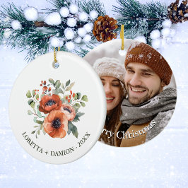 Adorno De Cerámica Personalizado Naranja de fotografía Navidades flor