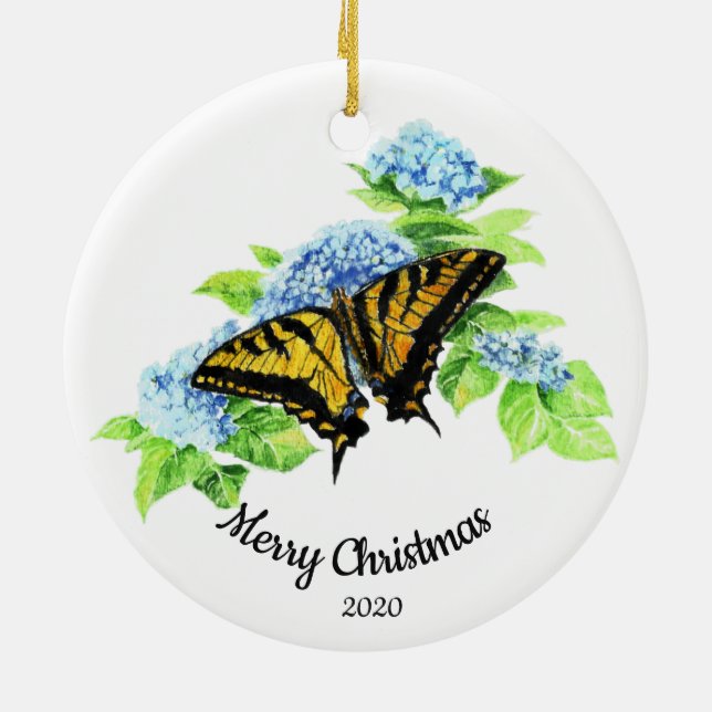 Adorno De Cerámica Personalizado Navidades con fecha mariposa Hidreng (Atrás)