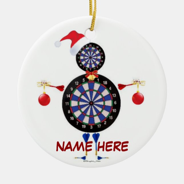 Adorno De Cerámica Personalizado Navidades Dart Player (Frente)
