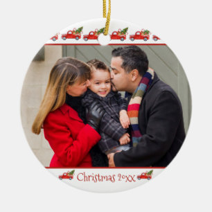 Adorno De Cerámica Personalizado Navidades de Camión Rojo con foto f