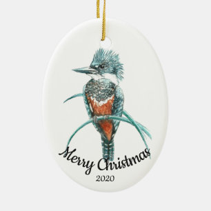 Adorno De Cerámica Personalizado Navidades de citas acuarela Kingfish