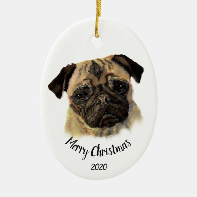Adorno De Cerámica Personalizado Navidades de citas acuarela Mascota  (Frente)
