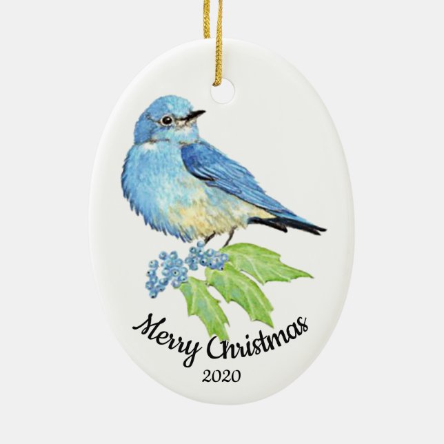 Adorno De Cerámica Personalizado Navidades de citas acuarela pájaro a (Atrás)