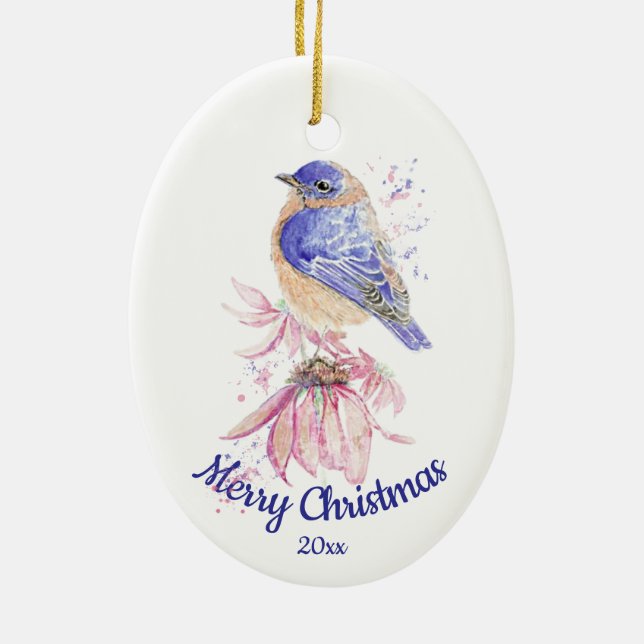 Adorno De Cerámica Personalizado Navidades de citas acuarela pájaro a (Atrás)