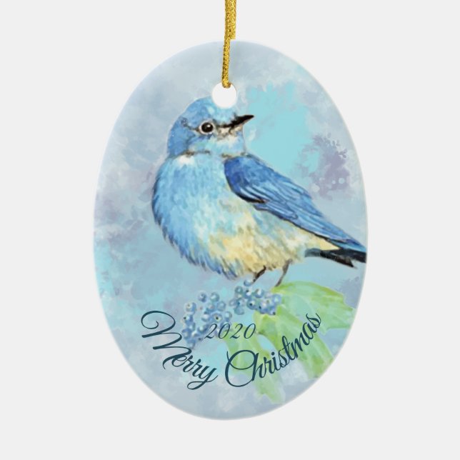 Adorno De Cerámica Personalizado Navidades de citas acuarela pájaro a (Frente)