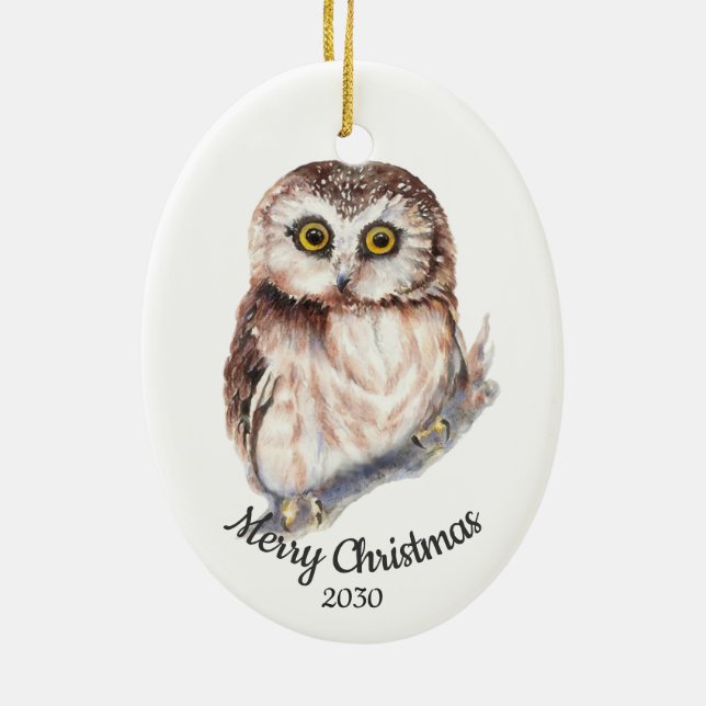 Adorno De Cerámica Personalizado Navidades de citas acuarela pájaro l (Atrás)
