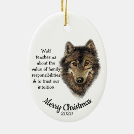 Adorno De Cerámica Personalizado Navidades de citas acuarela Wolf Tot