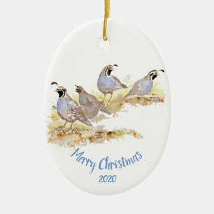 Adorno De Cerámica Personalizado Navidades de citas California Quail 
