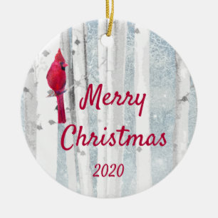 Adorno De Cerámica Personalizado Navidades de citas Cardinal Bird Bir