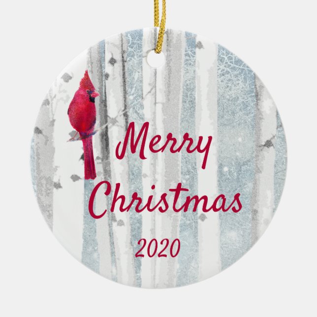 Adorno De Cerámica Personalizado Navidades de citas Cardinal Bird Bir (Frente)