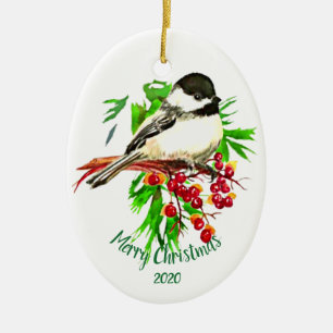 Adorno De Cerámica Personalizado Navidades de citas Chickadee Bird Be