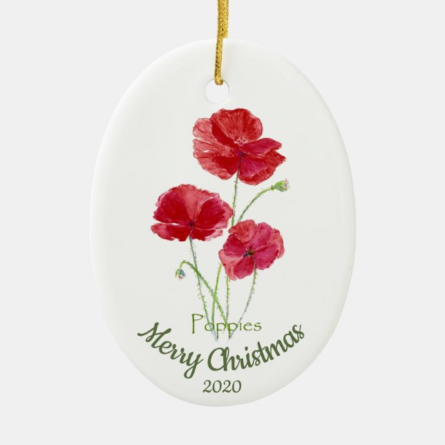 Adorno De Cerámica Personalizado Navidades de citas Flor de amapola a (Frente)