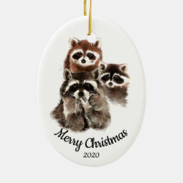Adorno De Cerámica Personalizado Navidades de citas Raccoon Diversión