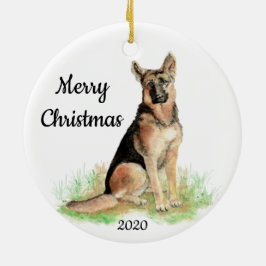 Adorno De Cerámica Personalizado Navidades de fecha acuarela Pastor a