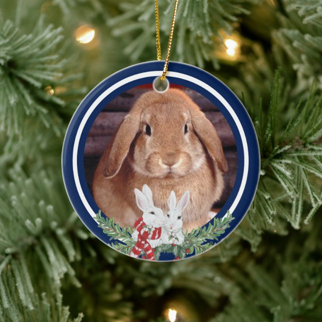Adorno De Cerámica Personalizado Navidades Mascota Conejo Conejo Cone (Árbol)