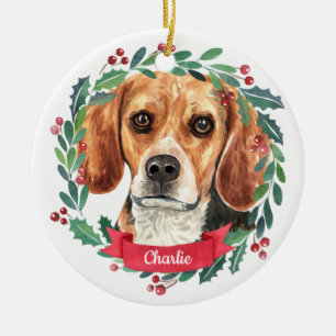 Adorno De Cerámica Personalizado Navidades Mascota Dog Photo Beagle