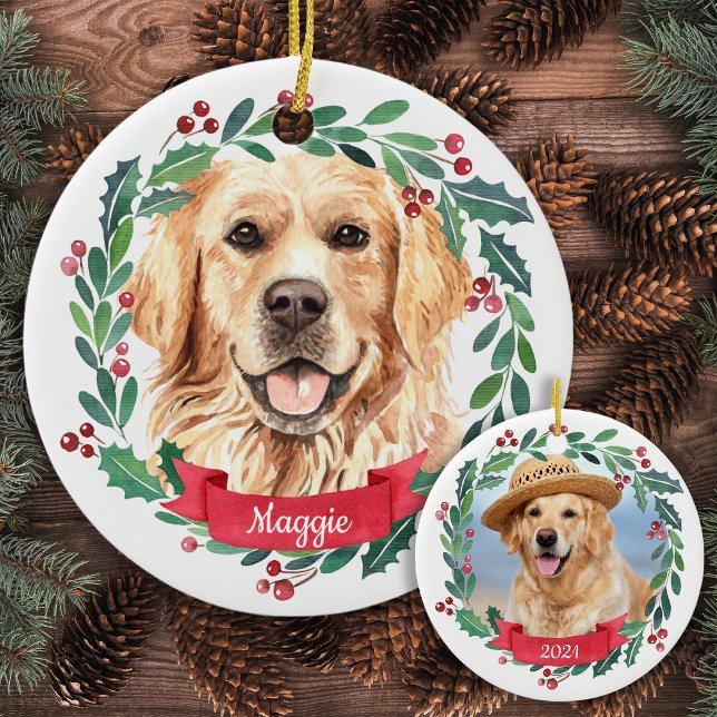 Adorno De Cerámica Personalizado Navidades Mascota Dog Photo Golden R (Subido por el creador)