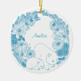 Adorno De Cerámica Personalizado Navidades Wombat Azul claro
