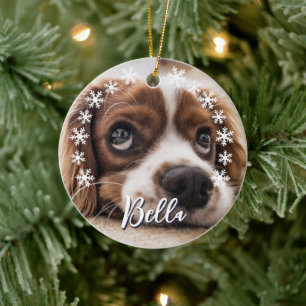 Adorno De Cerámica Personalizado Nombre de perro Foto Navidades de co