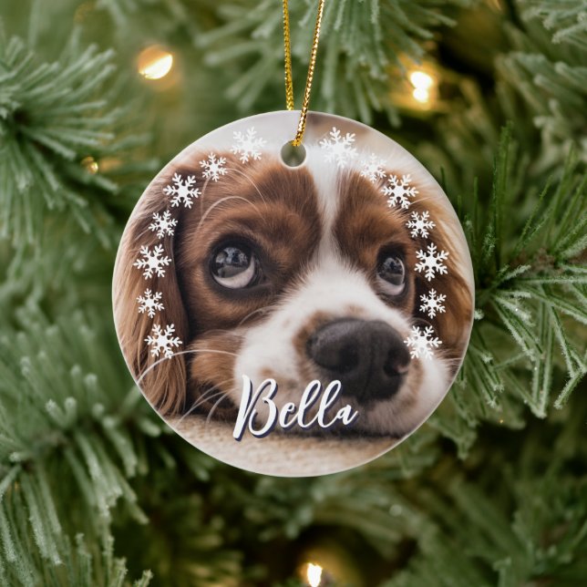 Adorno De Cerámica Personalizado Nombre de perro Foto Navidades de co (Árbol)