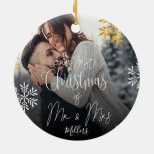 Adorno De Cerámica Personalizado Nuestra primera Navidad como Sr. y