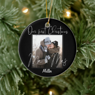 Adorno De Cerámica Personalizado Nuestra primera Navidad como Sr. y