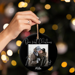 Adorno De Cerámica Personalizado Nuestra primera Navidad como Sr. y