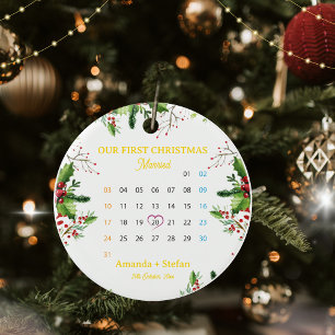 Adorno De Cerámica Personalizado Nuestro primer calendario navideño c