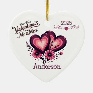 Adorno De Cerámica Personalizado Nuestro Primer Día de San Valentín S