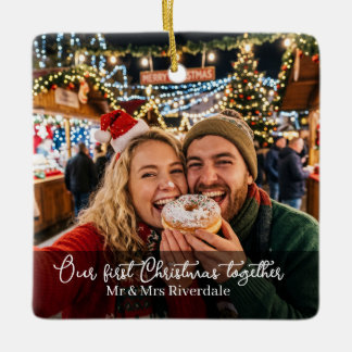 Adorno De Cerámica Personalizado Nuestro primer Navidad juntos