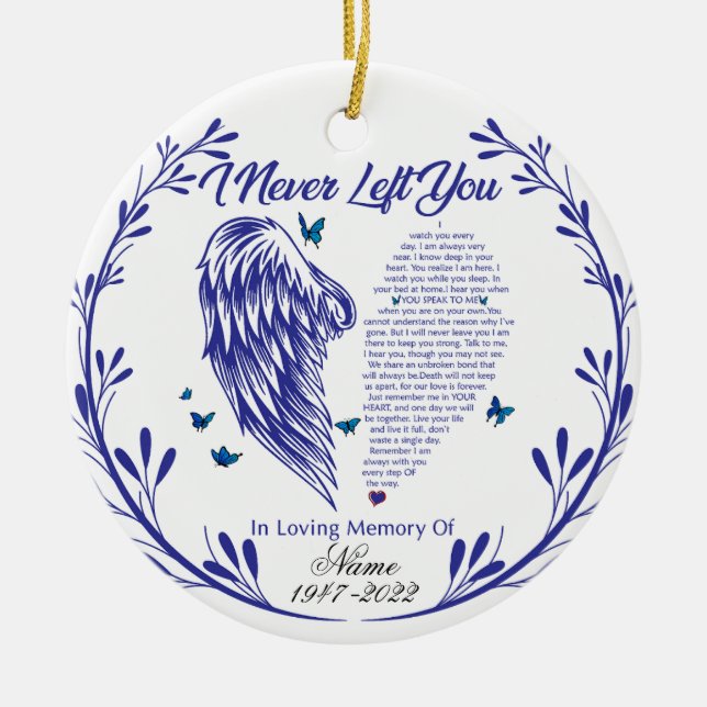 Adorno De Cerámica Personalizado, nunca te dejé, Angel Wings Memoria (Frente)