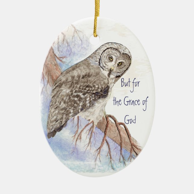 Adorno De Cerámica Personalizado Owl Fateado, pero por la gracia de D (Frente)