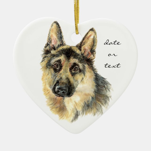 Adorno De Cerámica Personalizado Pastor Alemán, Mascota Perro, Animal (Frente)