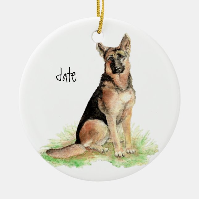 Adorno De Cerámica Personalizado Pastor Alemán, Mascota Perro, Animal (Frente)
