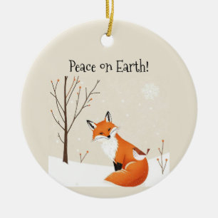 Adorno De Cerámica Personalizado Paz Tierra Minimalista Fox Bird Anim