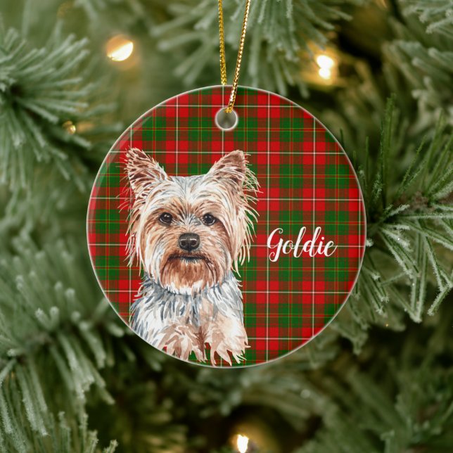 Adorno De Cerámica Personalizado perro de Yorkshire Terrier (Árbol)