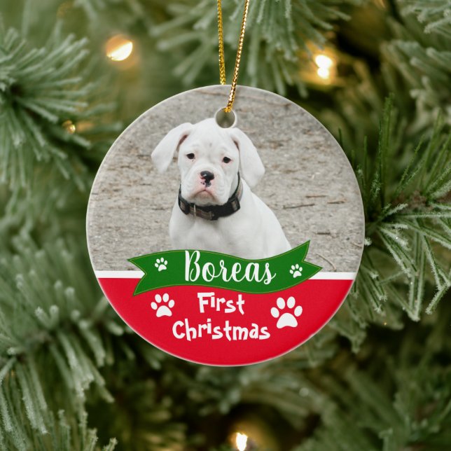 Adorno De Cerámica Personalizado Perros Primera Navidad (Árbol)