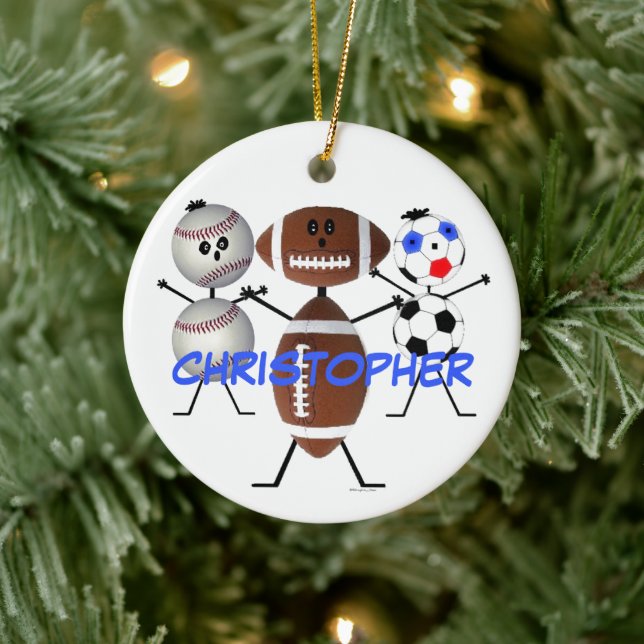 Adorno De Cerámica Personalizado PERSONALIZADO de Fútbol de Béisbol (Árbol)