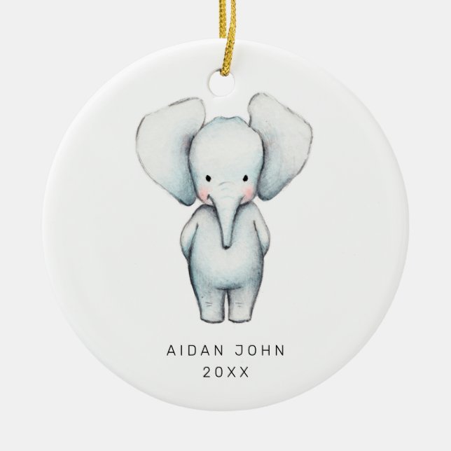 Adorno De Cerámica Personalizado personalizado del elefante bebé (Frente)