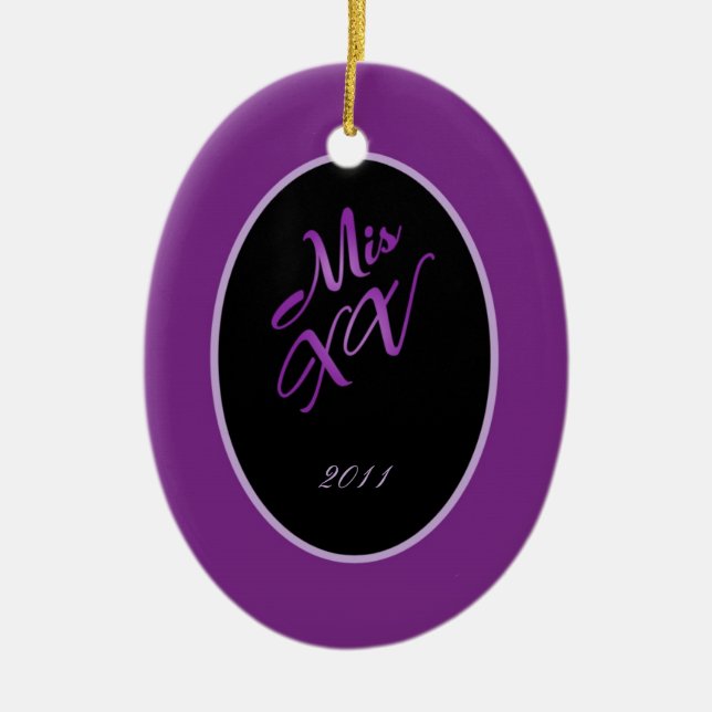 Adorno De Cerámica Personalizado personalizado Ornament Mis XV Lilac  (Frente)