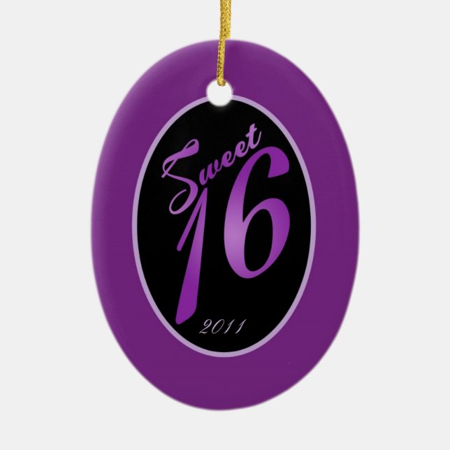 Adorno De Cerámica Personalizado personalizado Ornament Sweet 16 Purp (Frente)