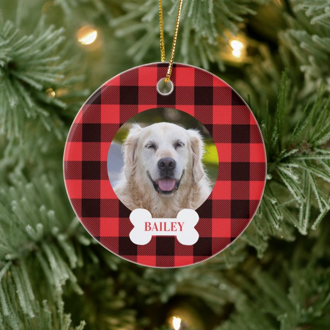 Adorno De Cerámica Personalizado Photo Dog (Árbol)