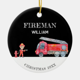 Adorno De Cerámica Personalizado Photo Keepsake Navidades de bomberos