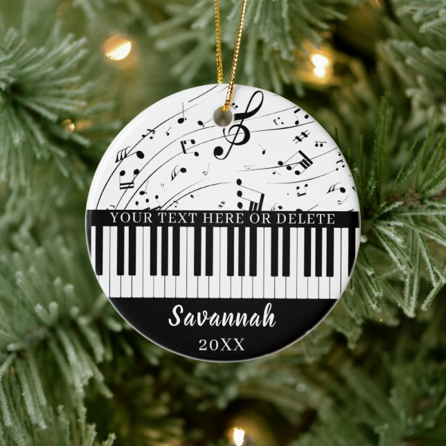 Adorno De Cerámica Personalizado Piano Keyboard Notes Personalizado (Árbol)