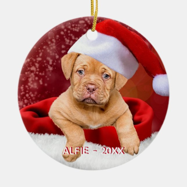 Adorno De Cerámica Personalizado Pitbull Puppy Dog Photo (Frente)