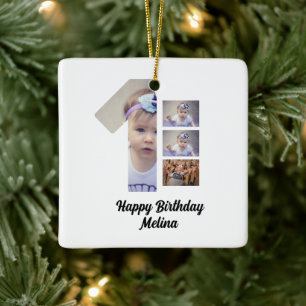 Adorno De Cerámica Personalizado Primer cumpleaños del bebé 4 Collaje
