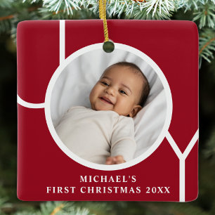 Adorno De Cerámica Personalizado Primera Navidad del Bebé Niño Foto R