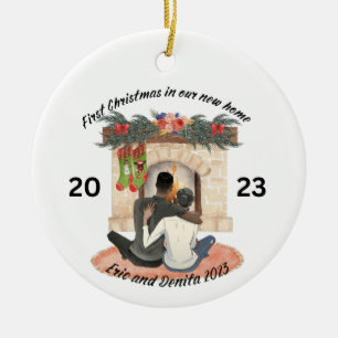 Adorno De Cerámica Personalizado , primera Navidad en nuevo hogar