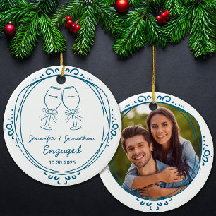 Adorno De Cerámica Personalizado primero foto de Navidad comprometida